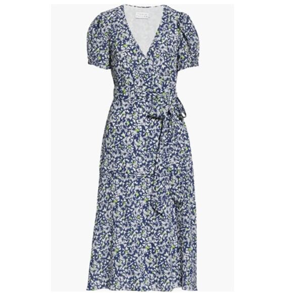 Tanya Taylor Dorothy Confetti Floral Silk Lined Midi Wrap Dress 8 - Picture 1 of 9
